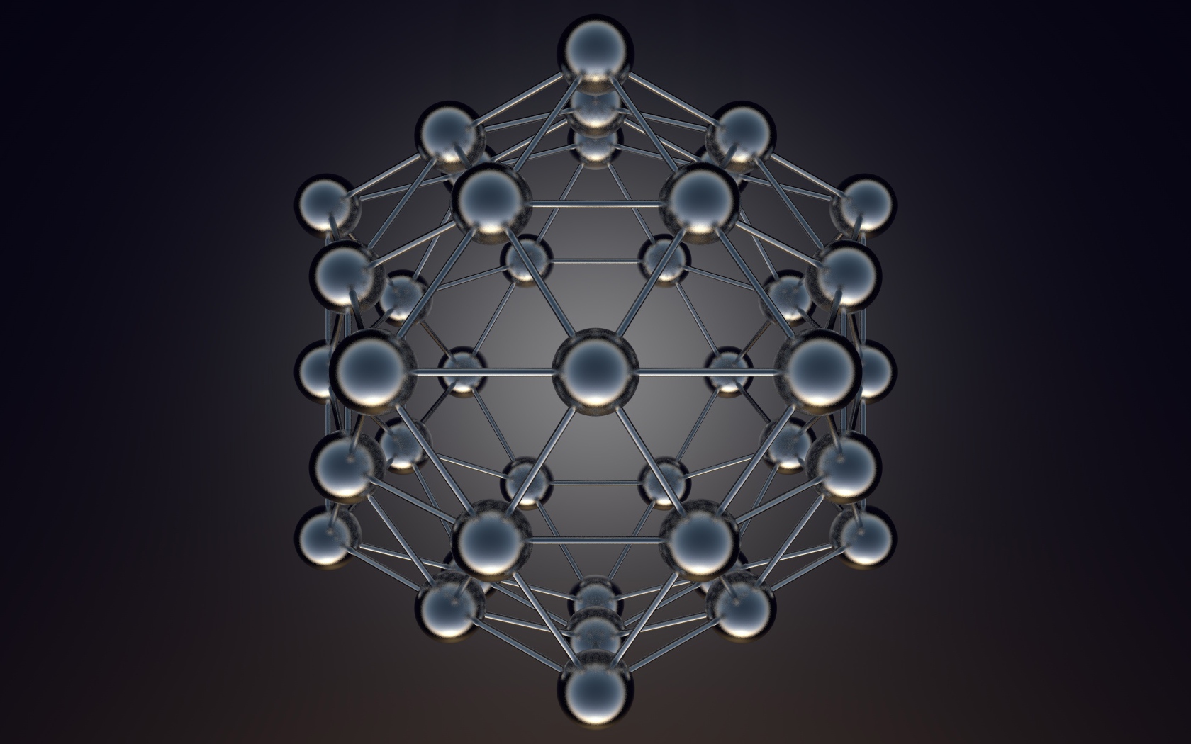 Икосаэдральная модель на сером фоне 3д графика