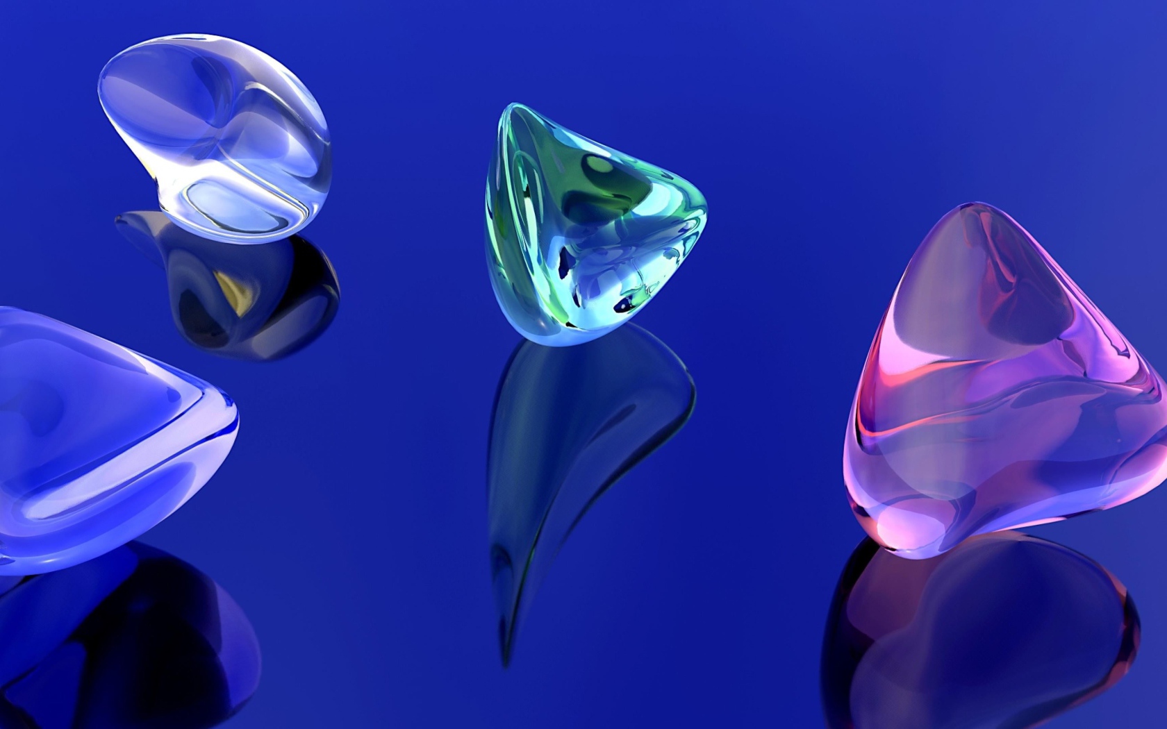 Разноцветные кристаллы на синем фоне 3д графика