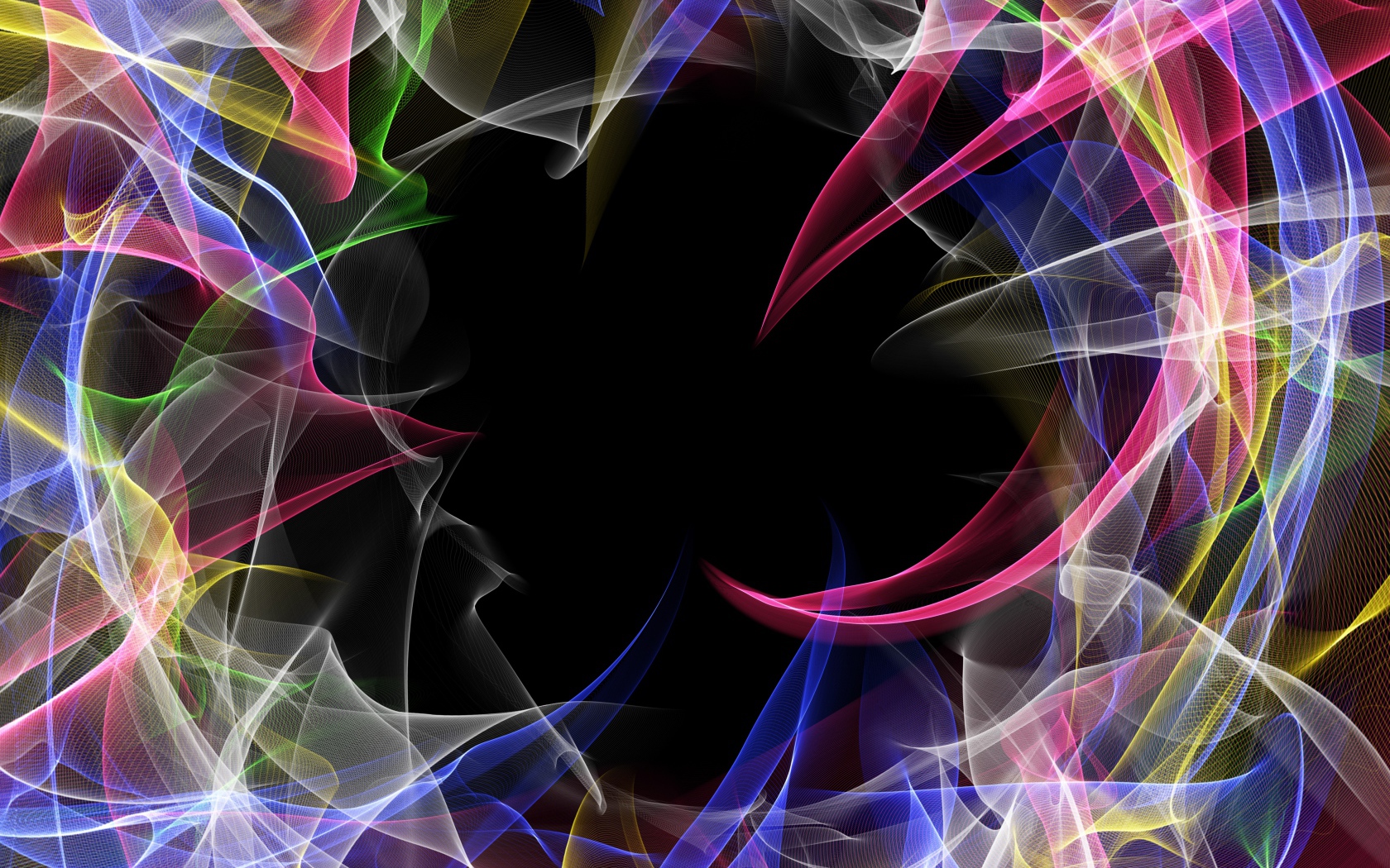 Разноцветные волны в дыму на черном фоне