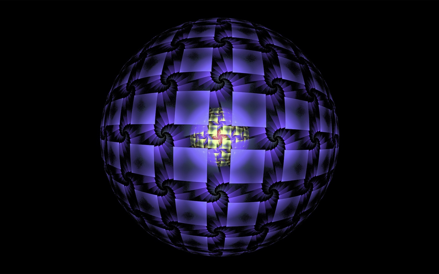 Фиолетовая сфера на черном фоне фрактал