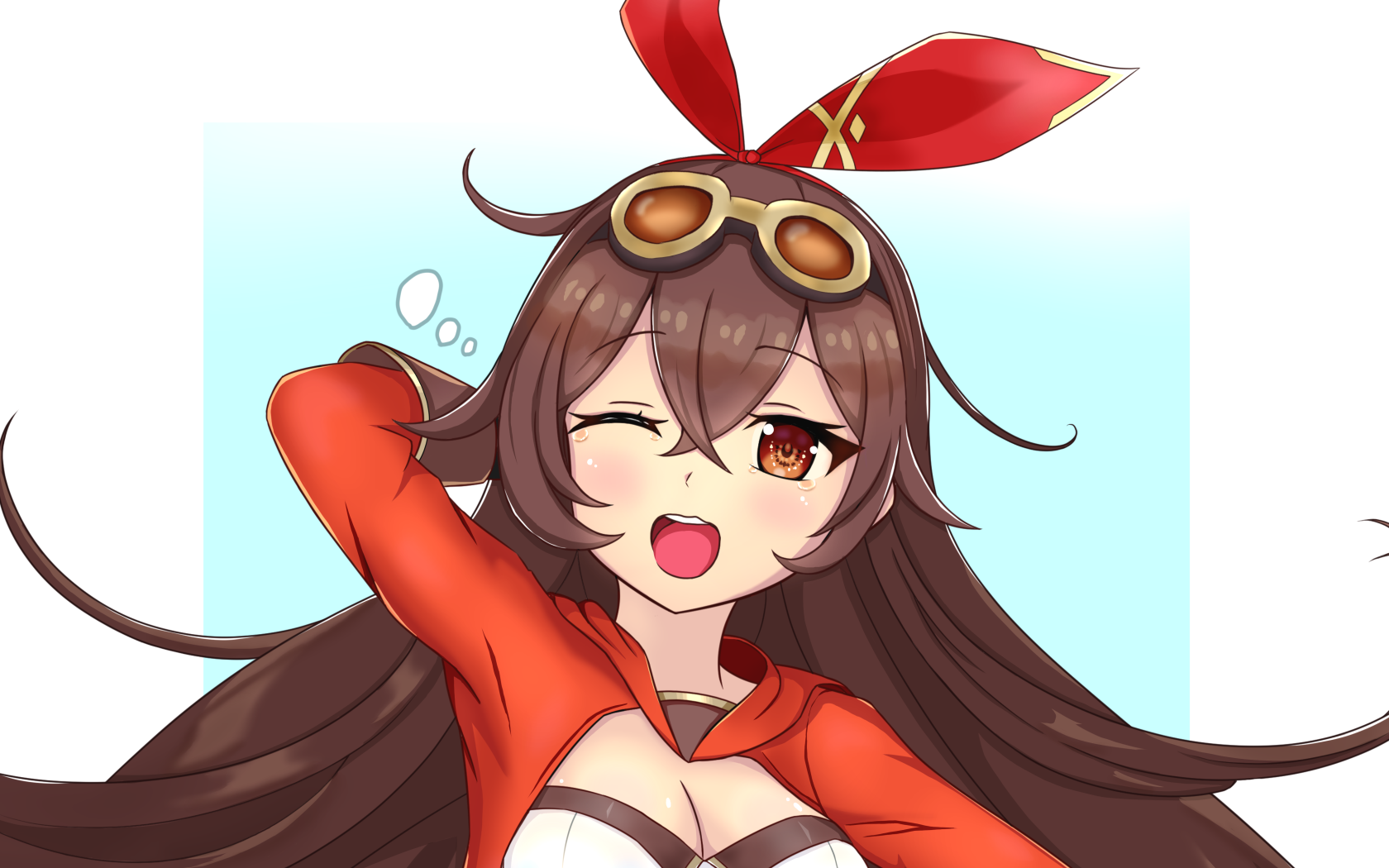 Девушка аниме с длинными коричневыми волосами