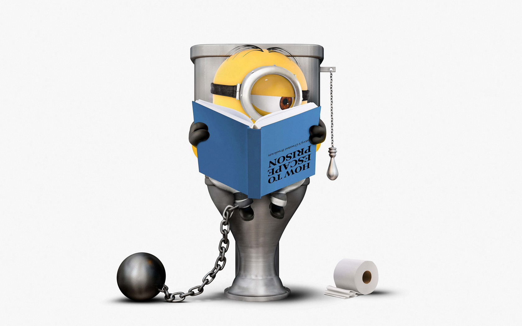 Миньон на унитазе на белом фоне мультфильм Гадкий я 3
