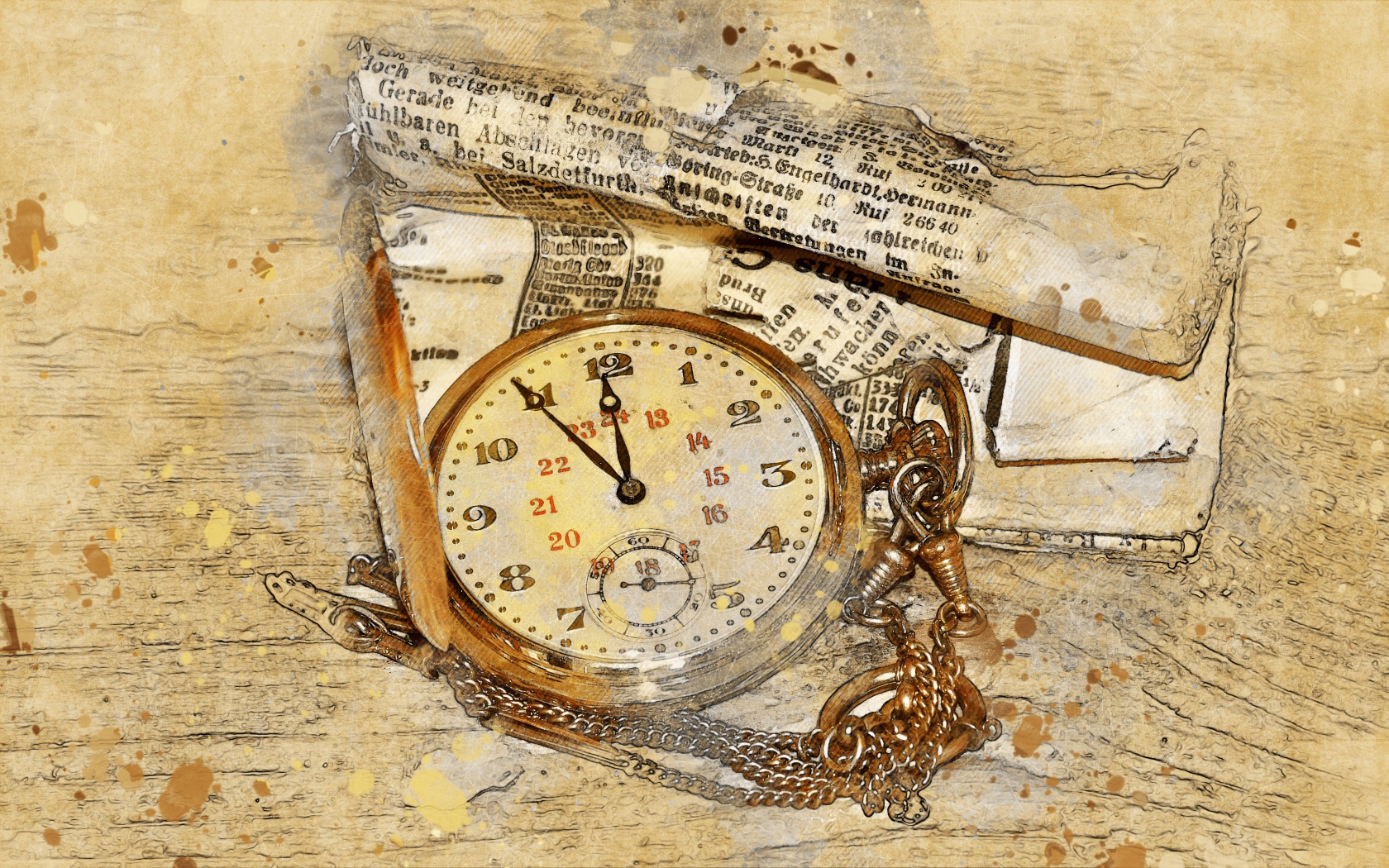 Карманные часы со старой бумагой