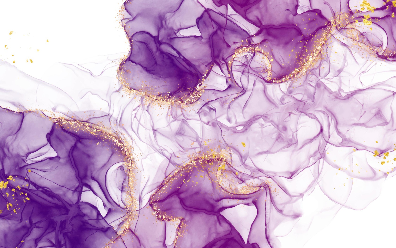 Фиолетовый дым с блестками на белом фоне 