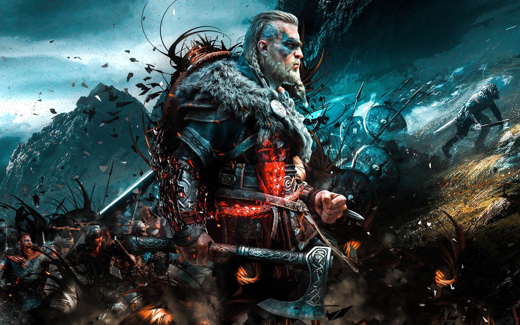 Викинг в бою из компьютерной игры Assassin’s Creed Valhalla