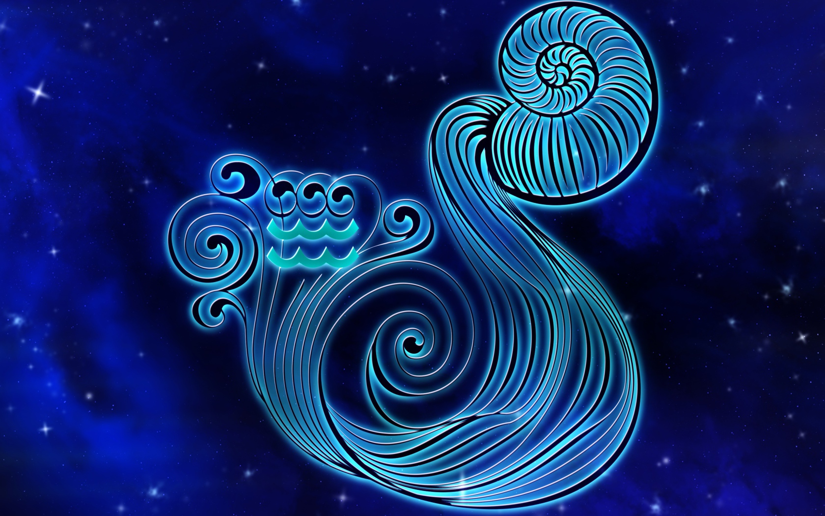 Beautiful sign Aquarius on a blue background