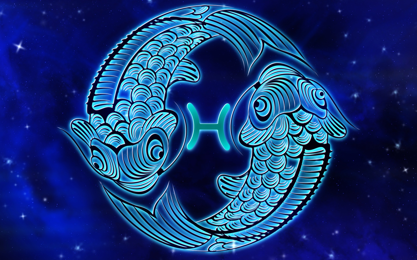 Красивый знак зодиака рыбы на синем фоне