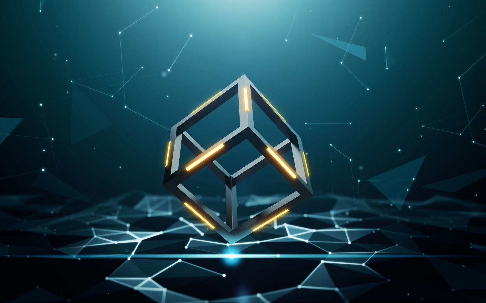 Куб 3д с созвездиями на черном фоне