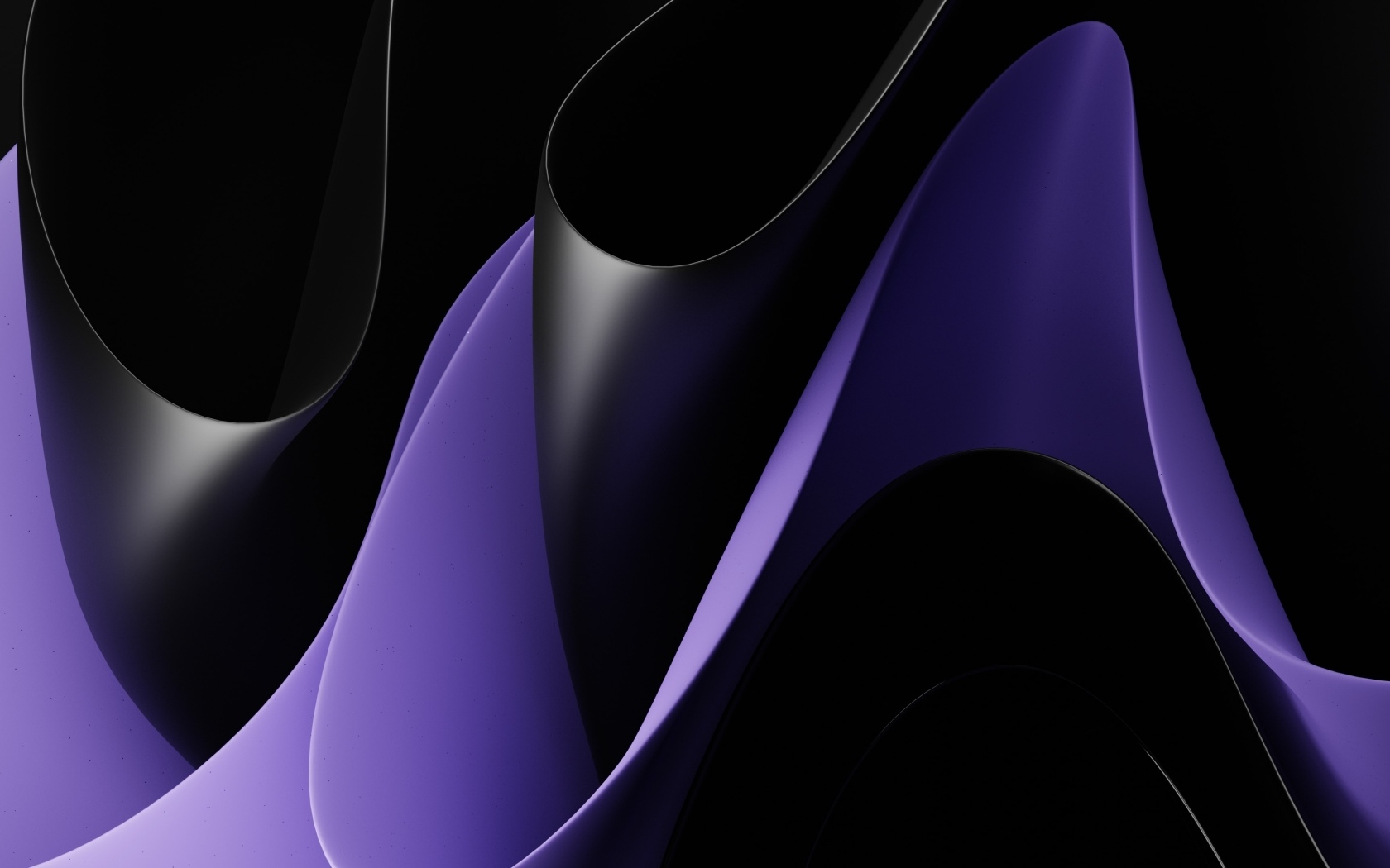 Черные и фиолетовые абстрактные волны на черном фоне