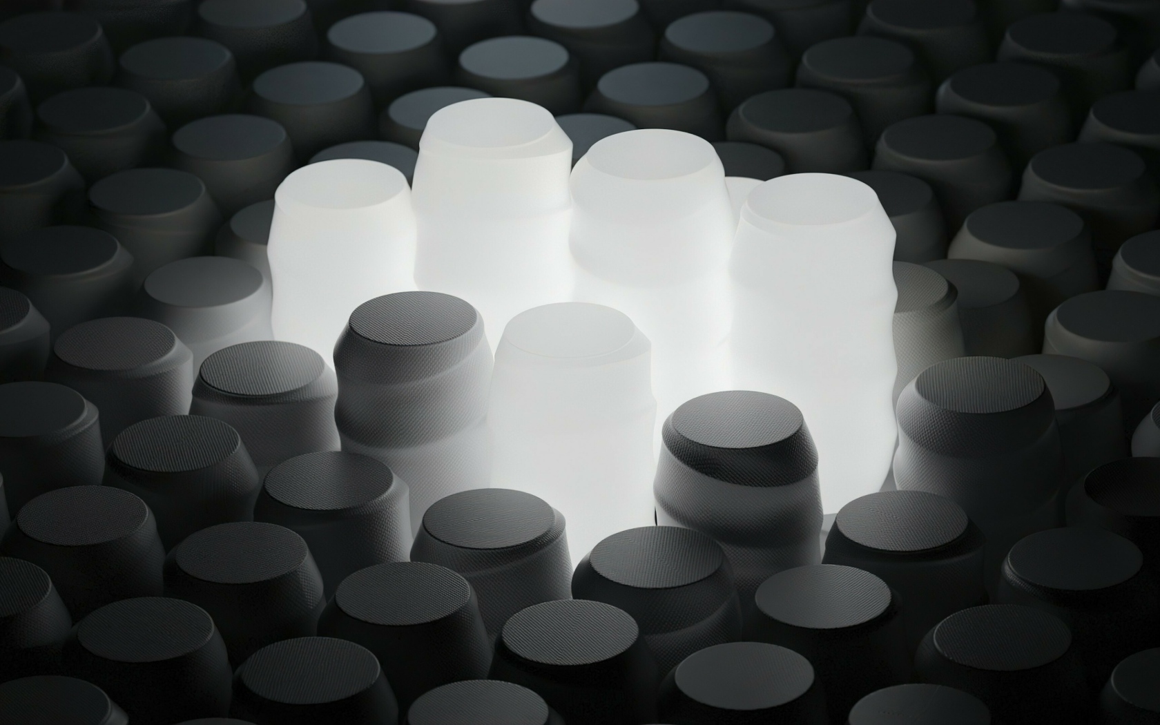 Черные  и белые 3д фигуры