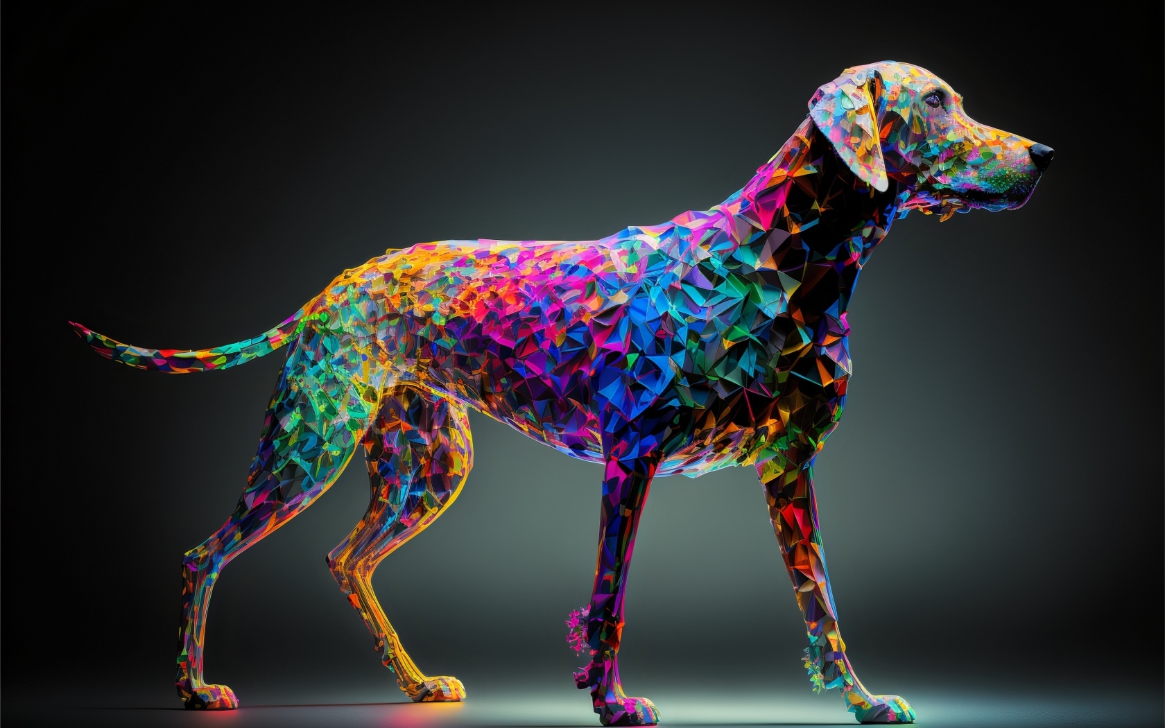 Нарисованная разноцветная собака 3д графика