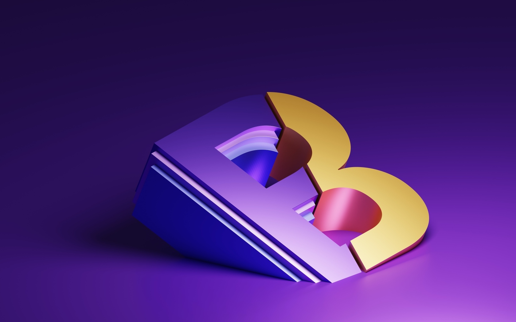 Большая 3д буква на фиолетовом фоне