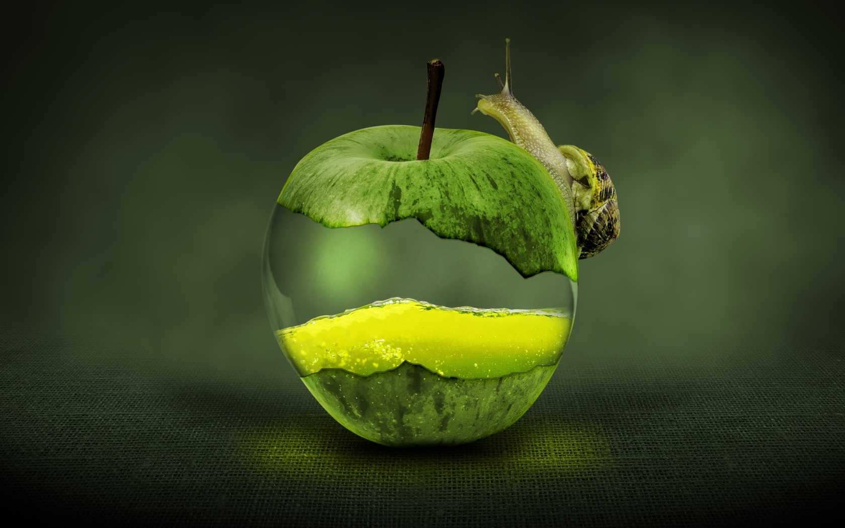 Необычное яблоко с улиткой 3д графика