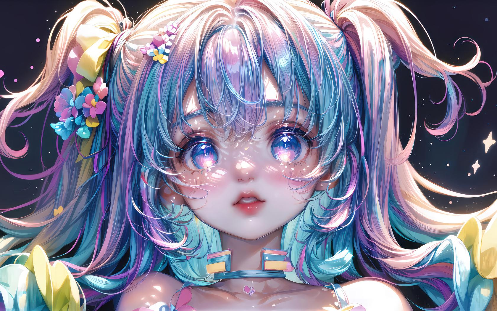 Большие глаза у девушки аниме