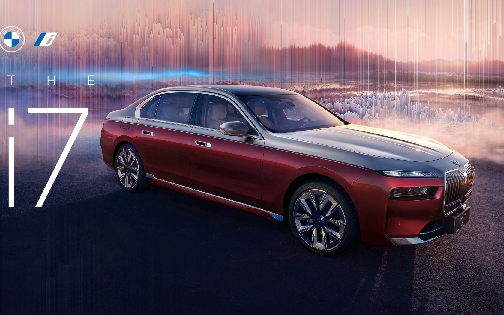 Красный новый автомобиль BMW I7