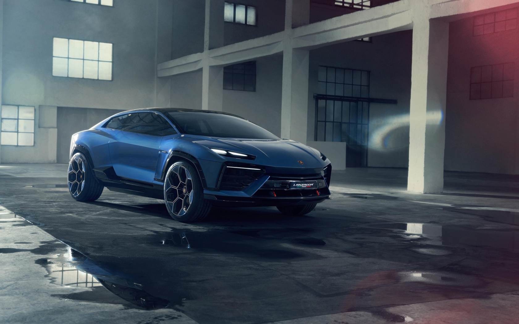 Быстрый автомобиль Lamborghini Lanzador Concept EV в здании