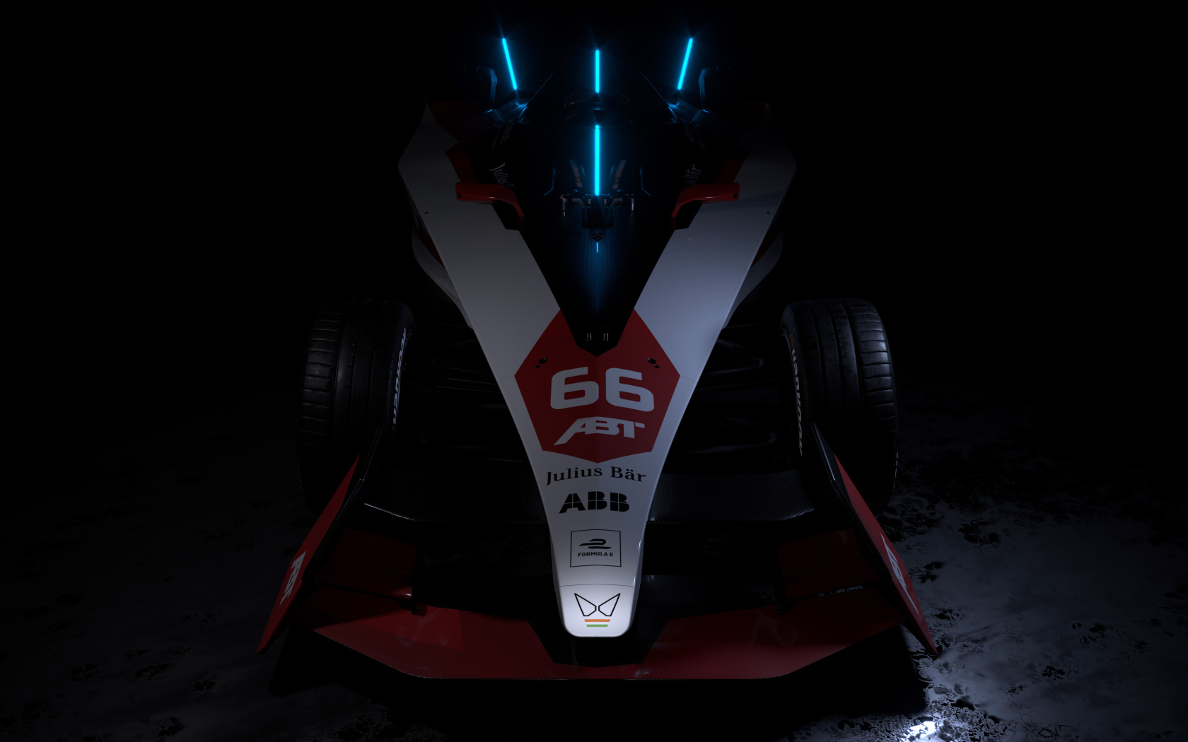 Гоночный автомобиль ABT Sportsline Mahindra M9Electro 2022 на черном фоне