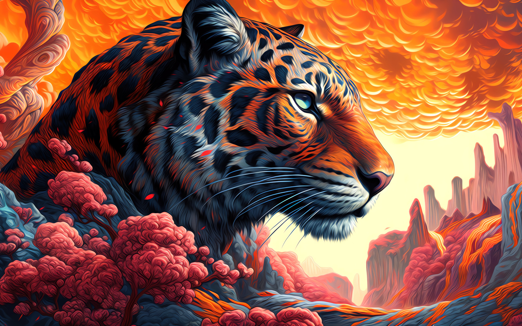 Красивый нарисованный пятнистый леопард