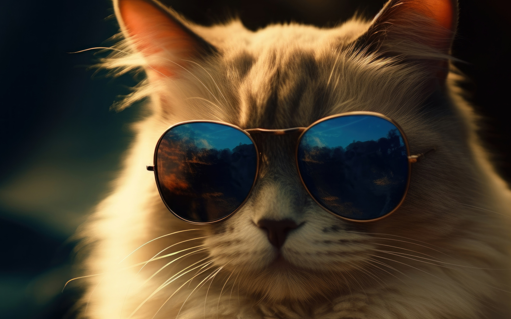 Кот в черных солнцезащитных очках