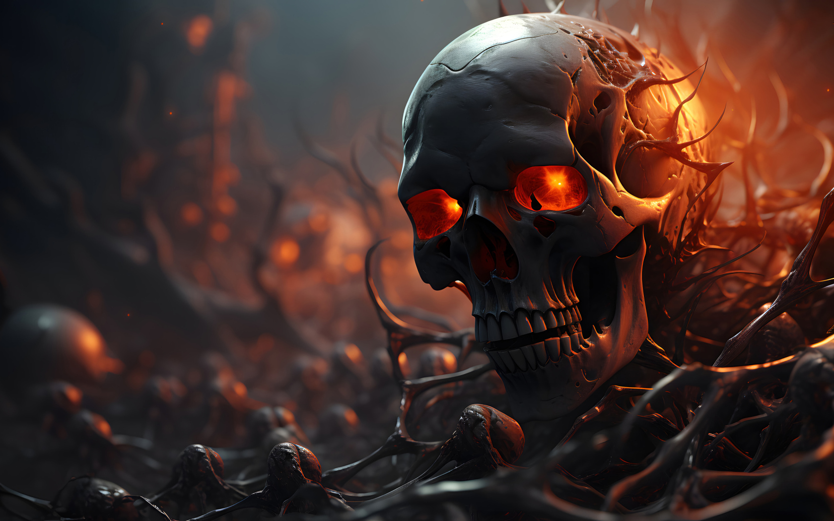 Череп с огненными глазами