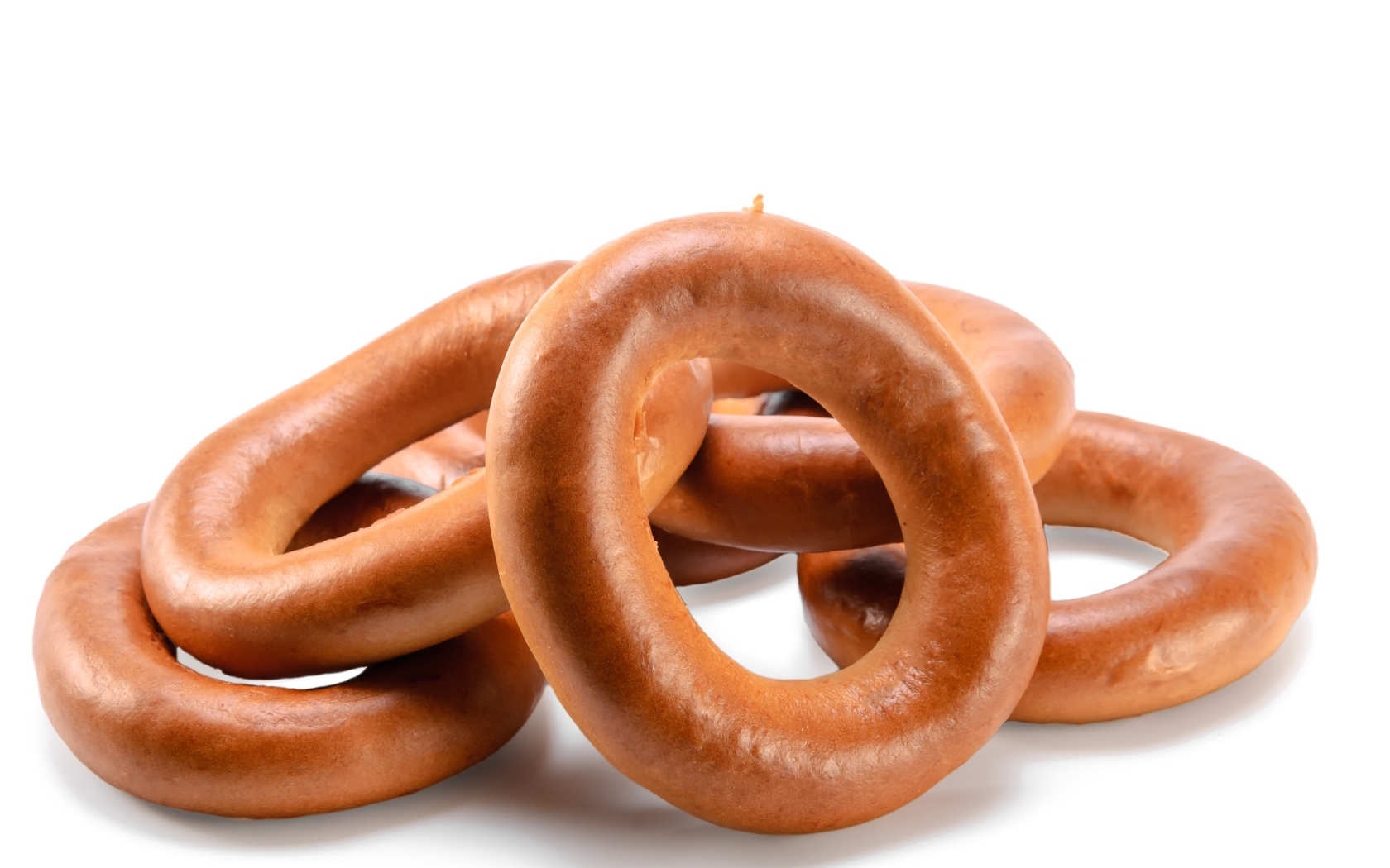 Круглые бублики на белом фоне