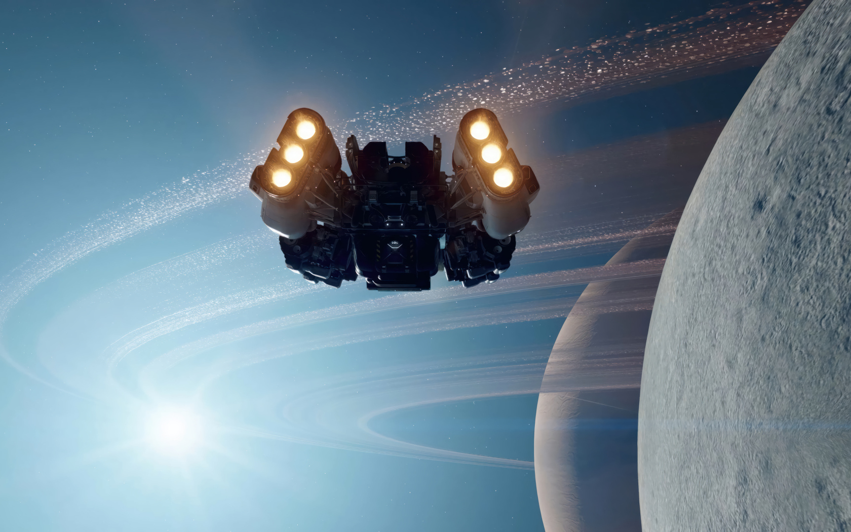 Космический корабль на орбите планеты игра Starfield