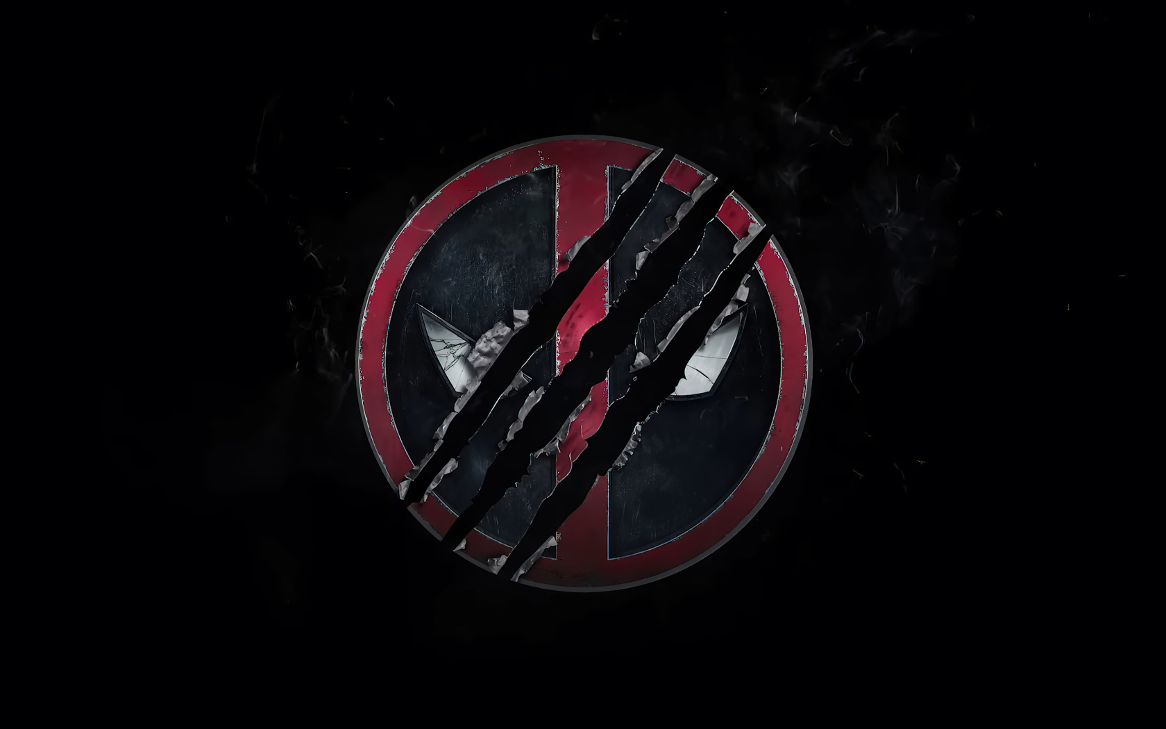 Логотип фильма Дэдпул 3 на черном фоне