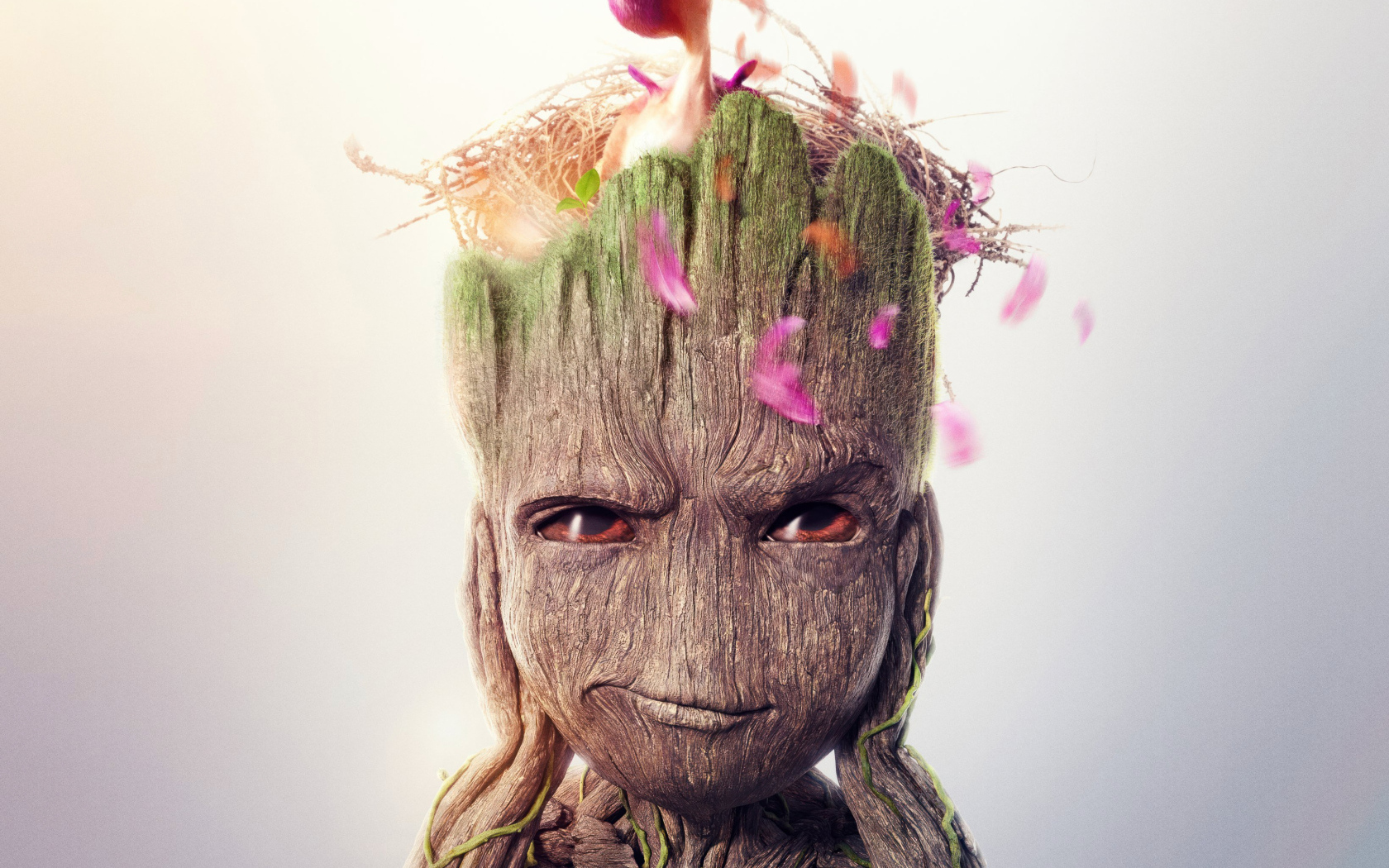 Маленький Грут с гнездом на голове