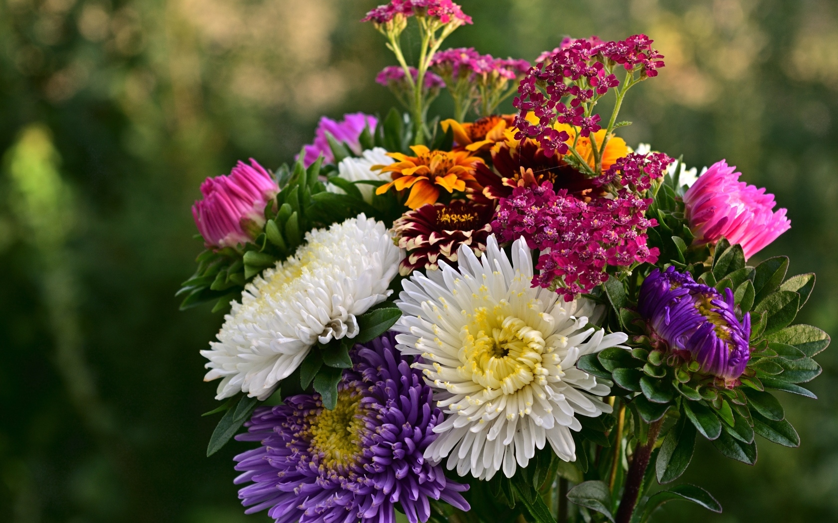 Яркий букет садовых осенних цветов