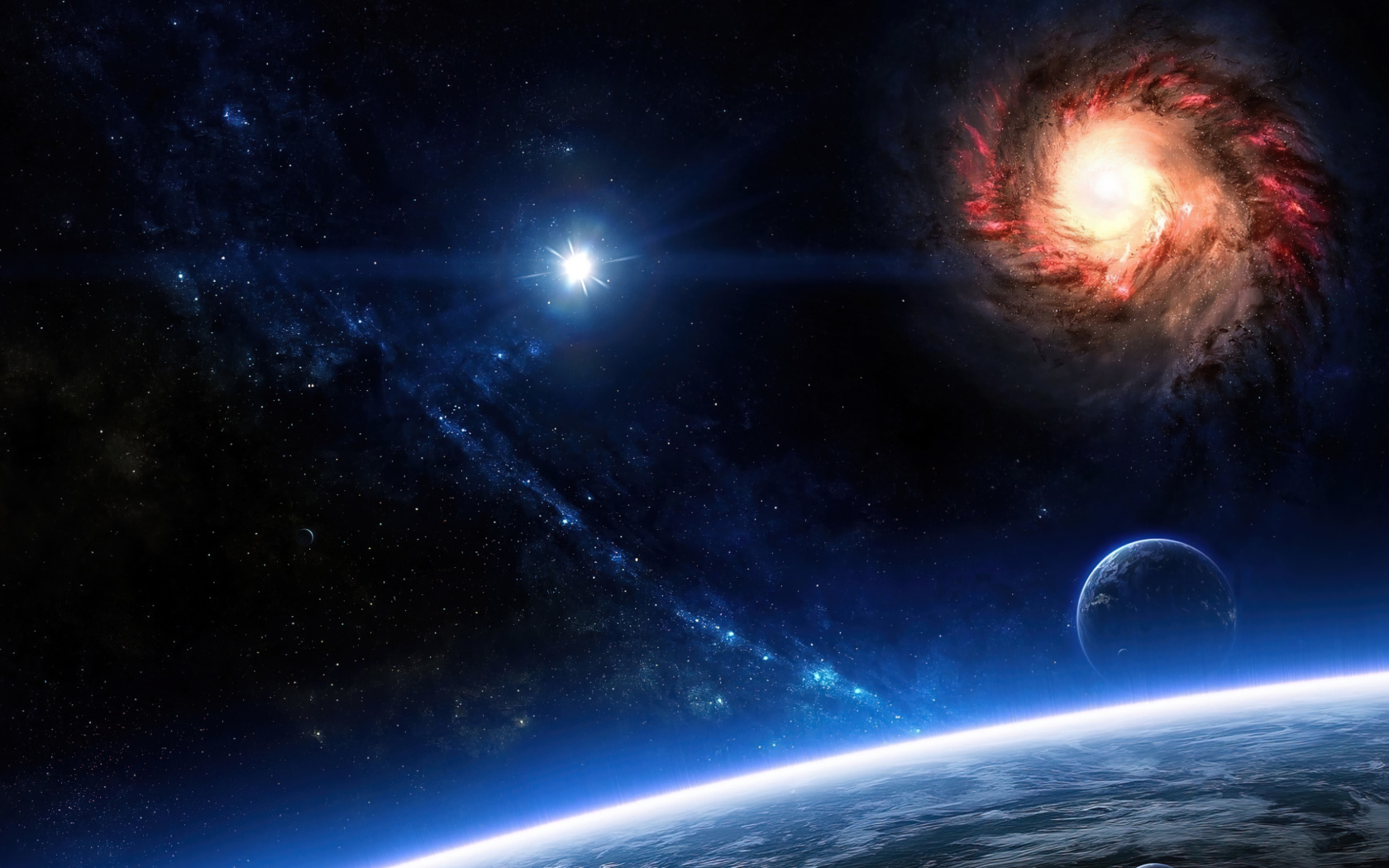 Космическая дыра над планетой в космосе