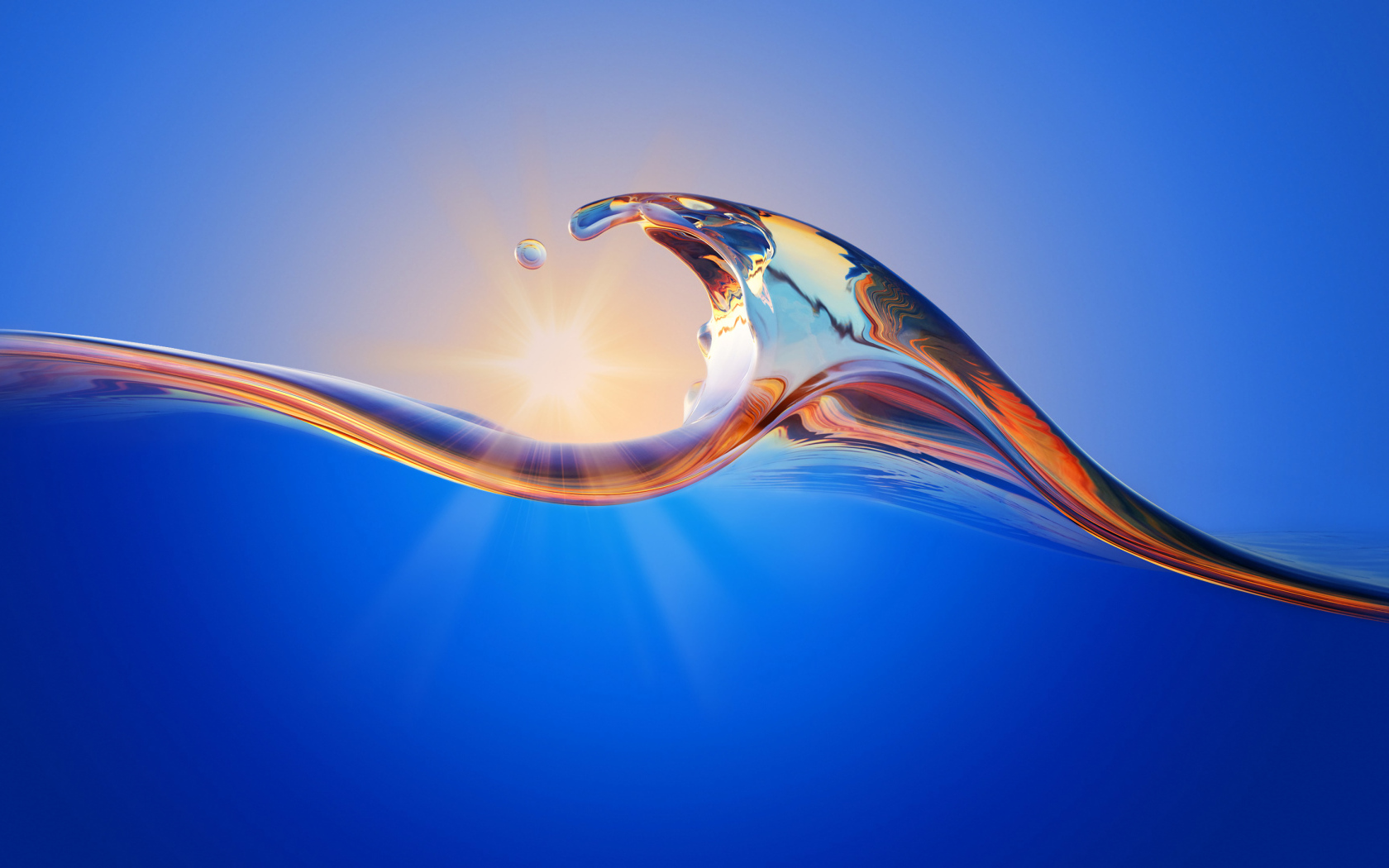 Волна 3д на синем фоне