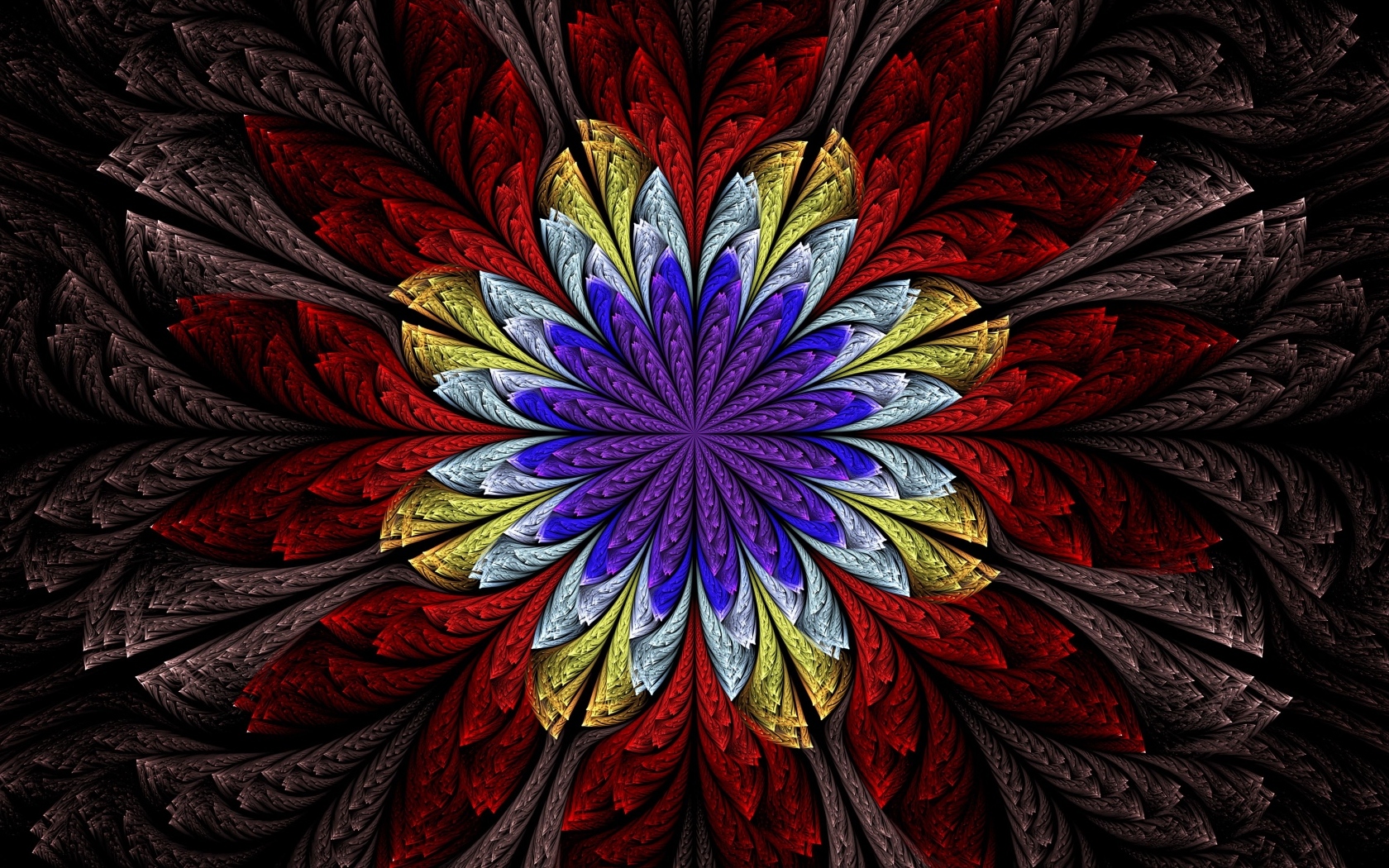 Абстрактный разноцветный фрактальный цветок