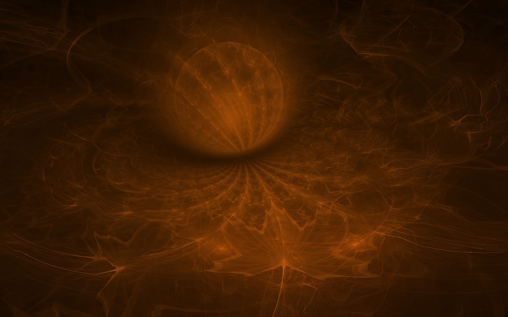 Шар на коричневом неоновом фоне с кленовым листом