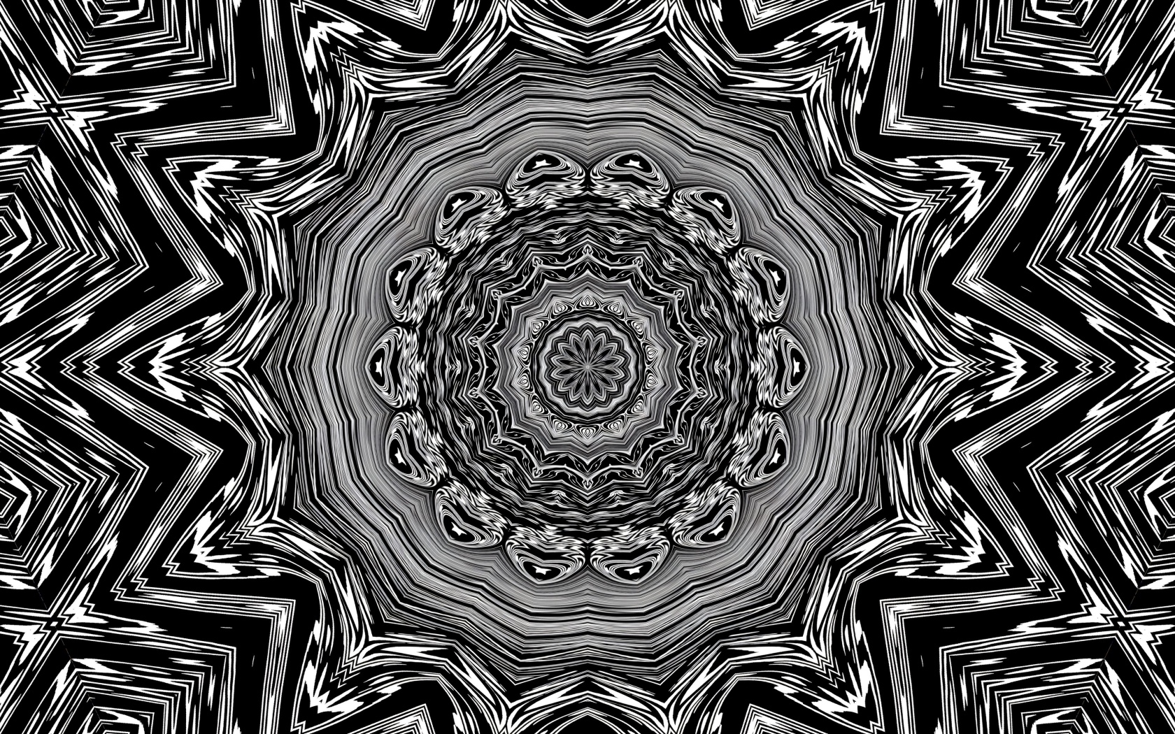 Черно-белый фрактальный узор 