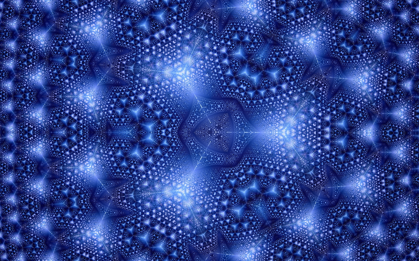 Синий фрактальный рисунок с геометрическими фигурами