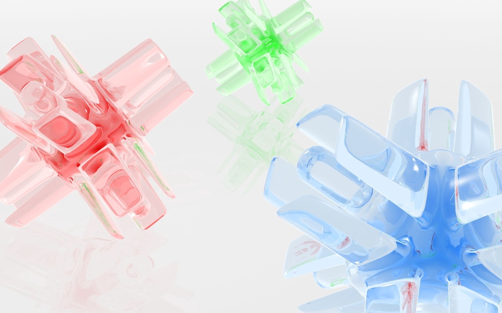 Кристальные разноцветные фигуры на белом фоне