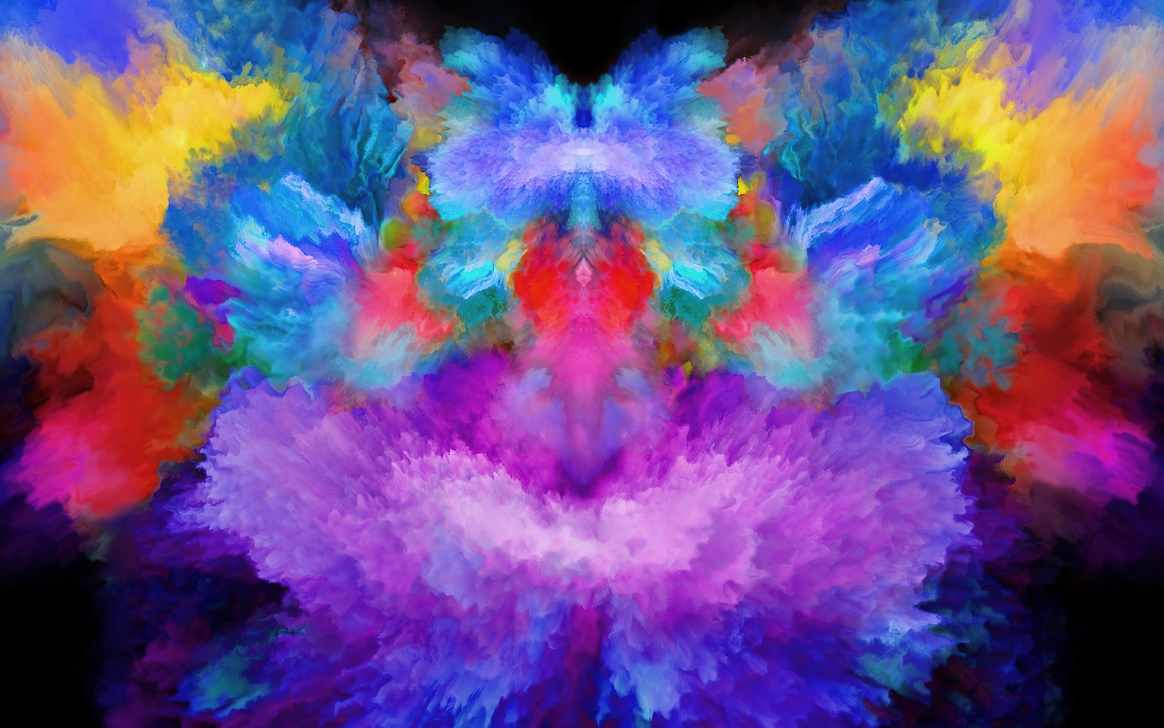 Взрыв разноцветной краски крупным планом