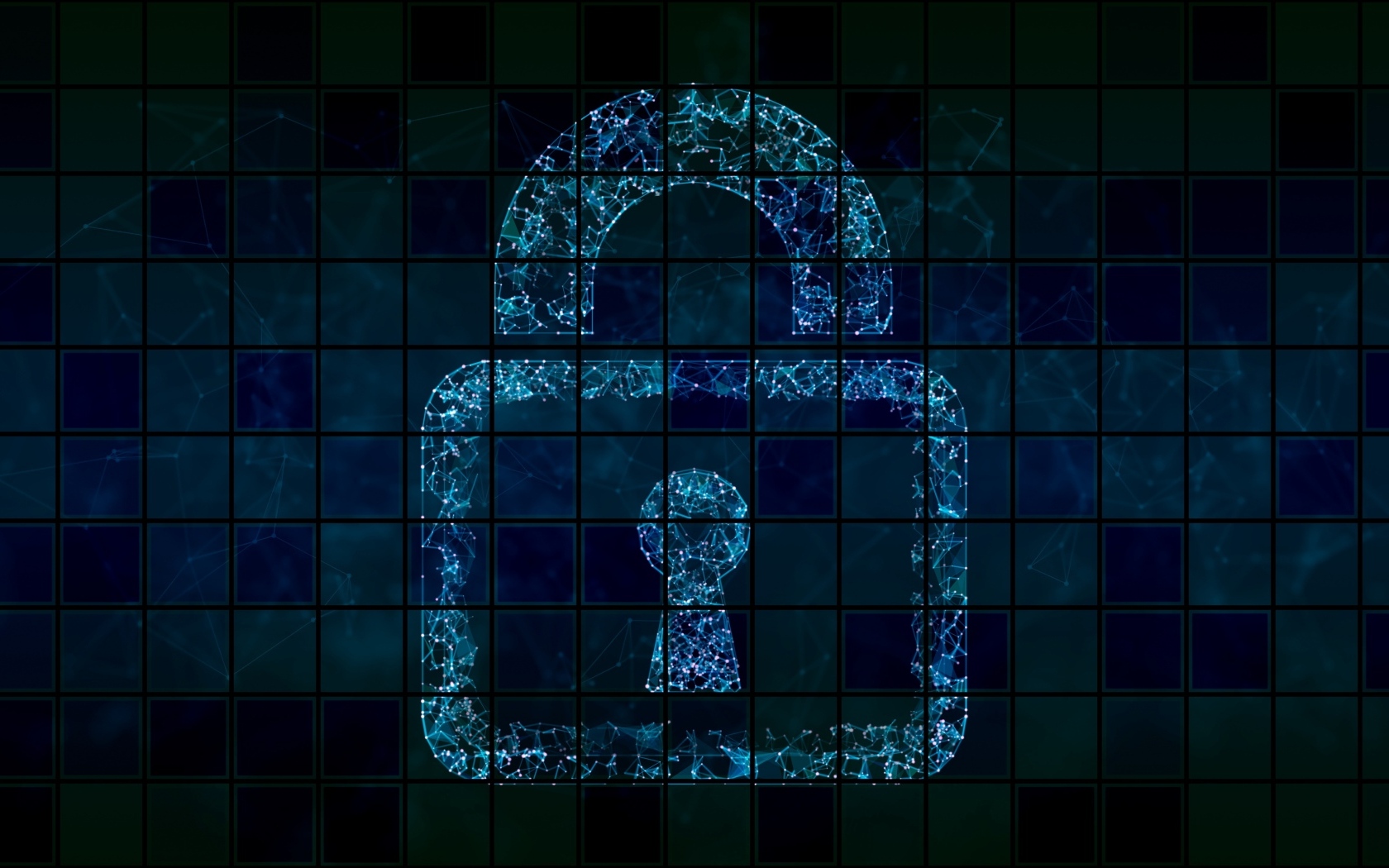 Неоновый замок на клетчатом фоне