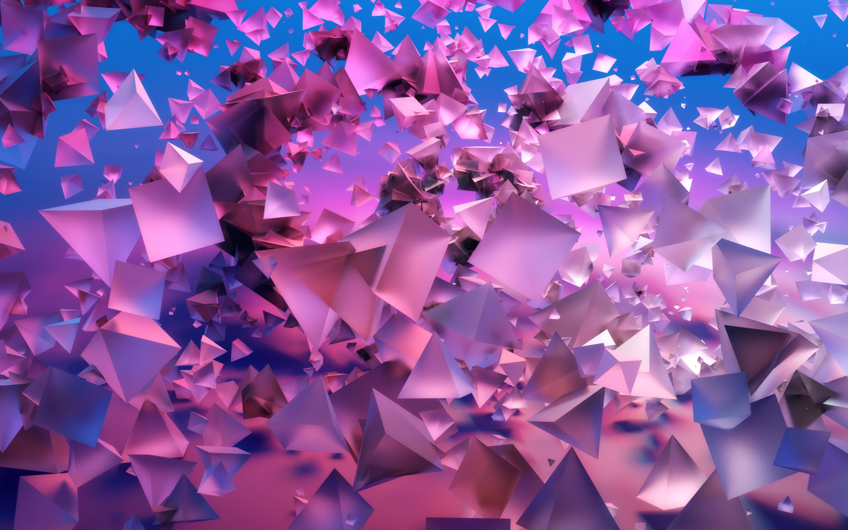 Розовые геометрические 3д фигуры в воздухе