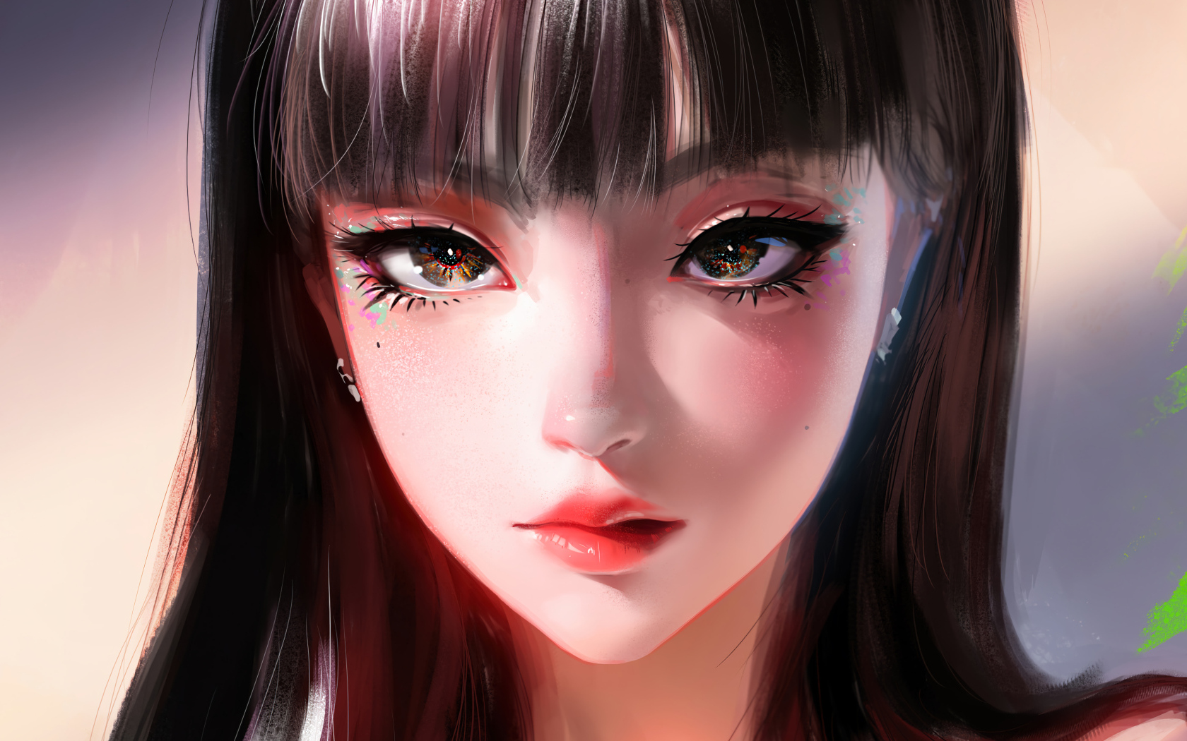 Большие красивые глаза девушки аниме