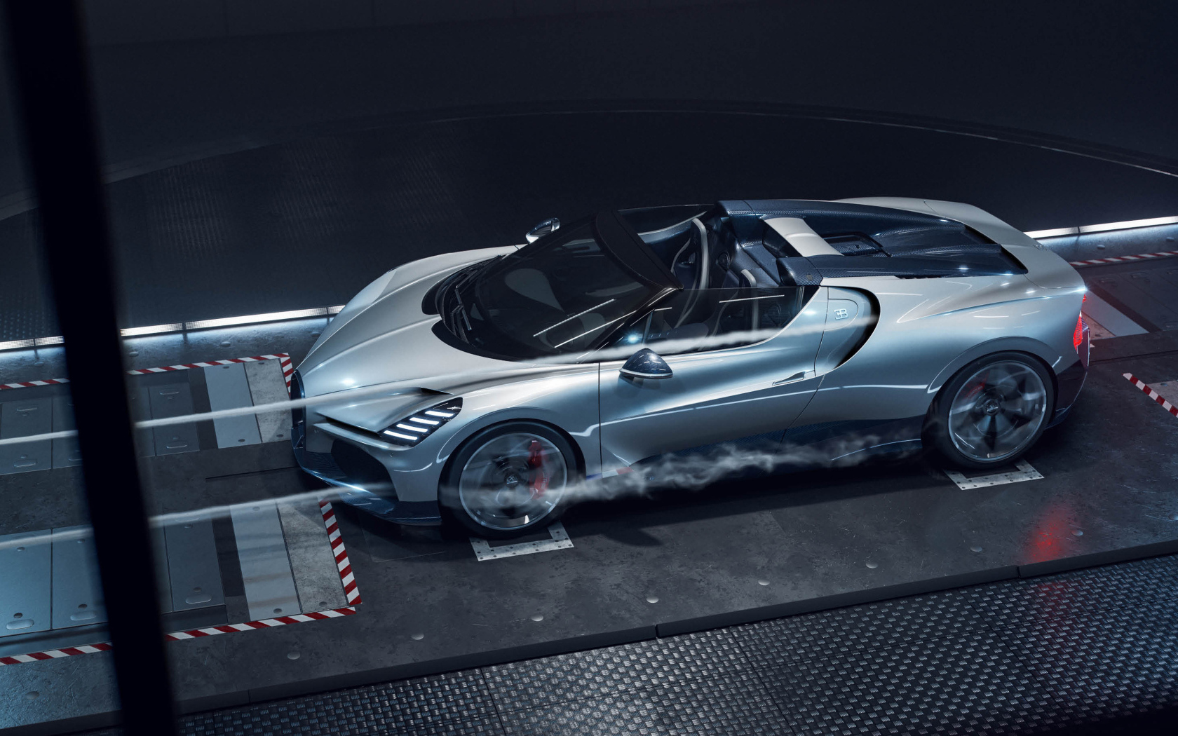 Вид сверху на автомобиль Bugatti W16 Mistral Roadster