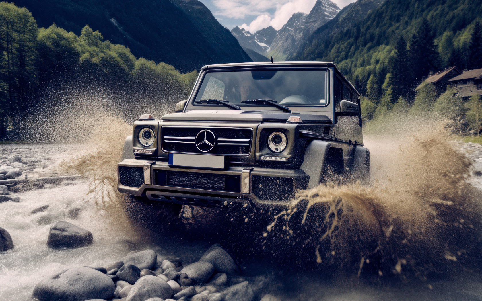 Внедорожник Mercedes-Benz G63 AMG в реке