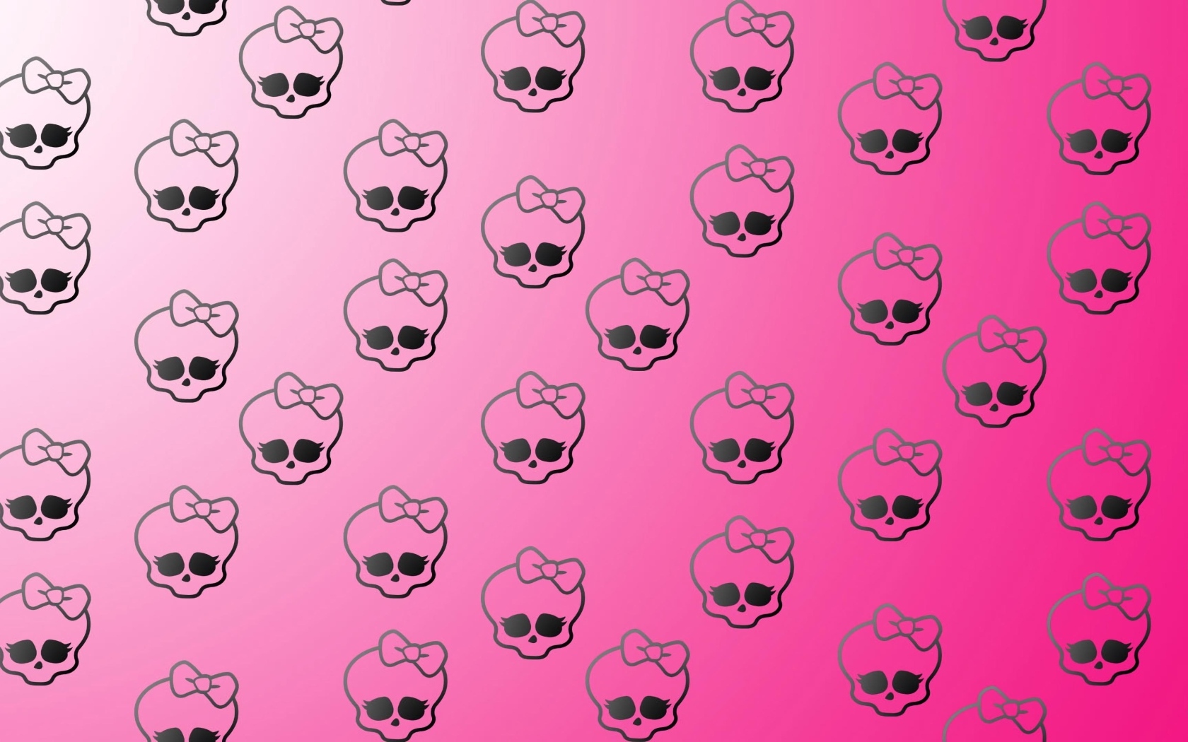 Черепа с бантами на розовом фоне