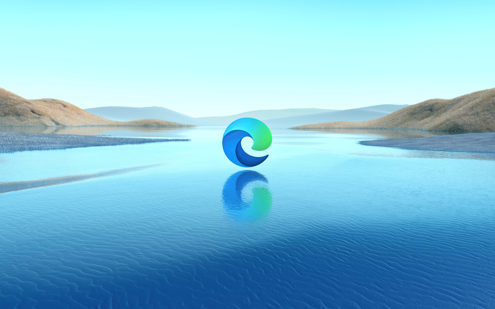 Логотип microsoft edge над водой 