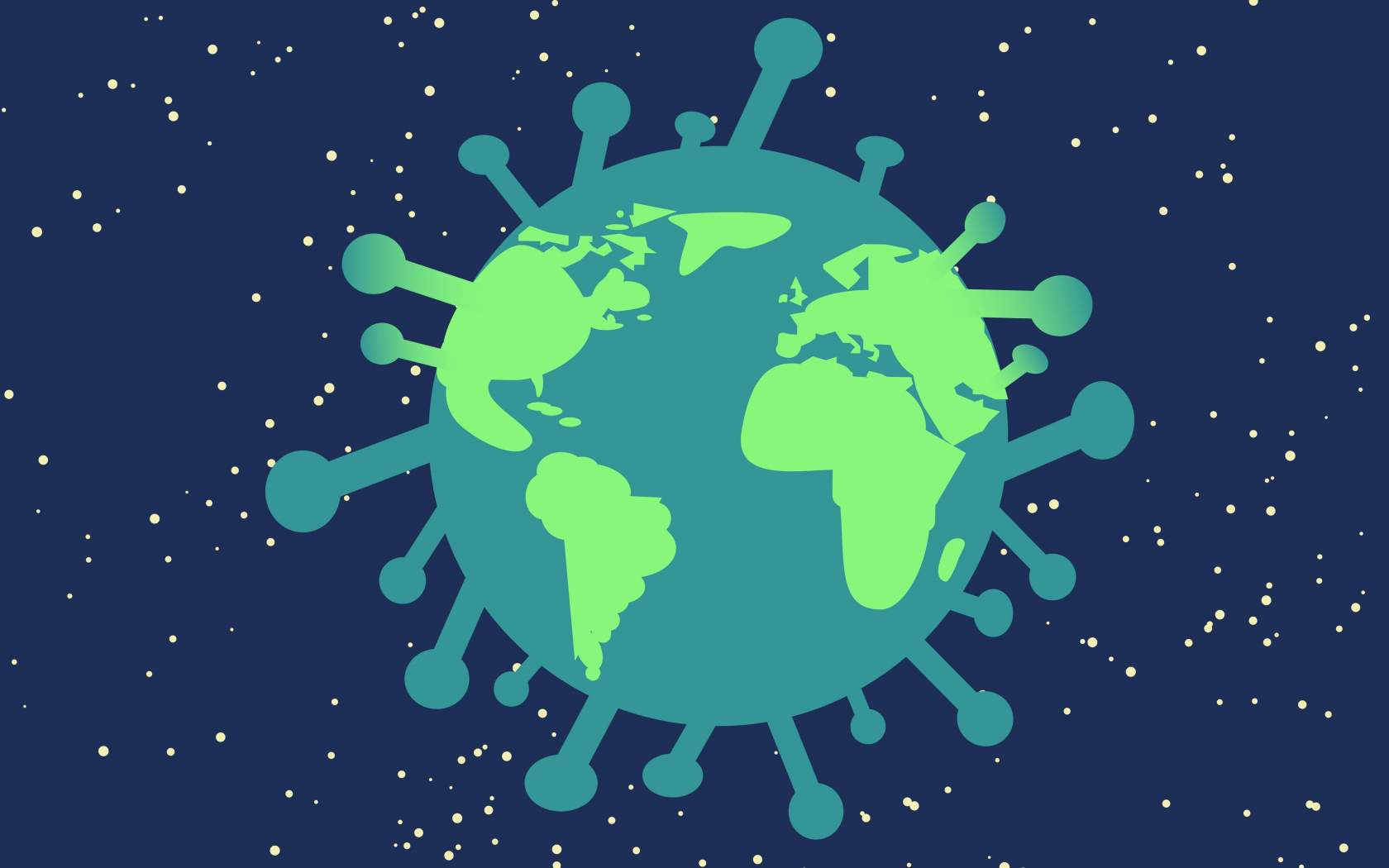 Бактерия коронавируса на синем фоне