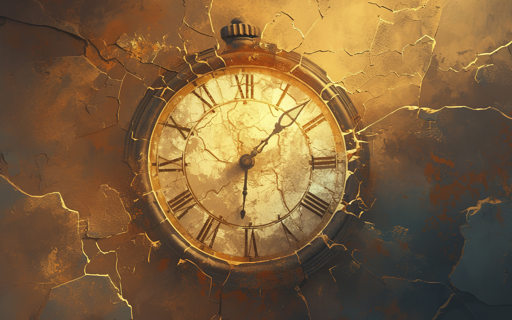Старые часы на разрушающейся стене