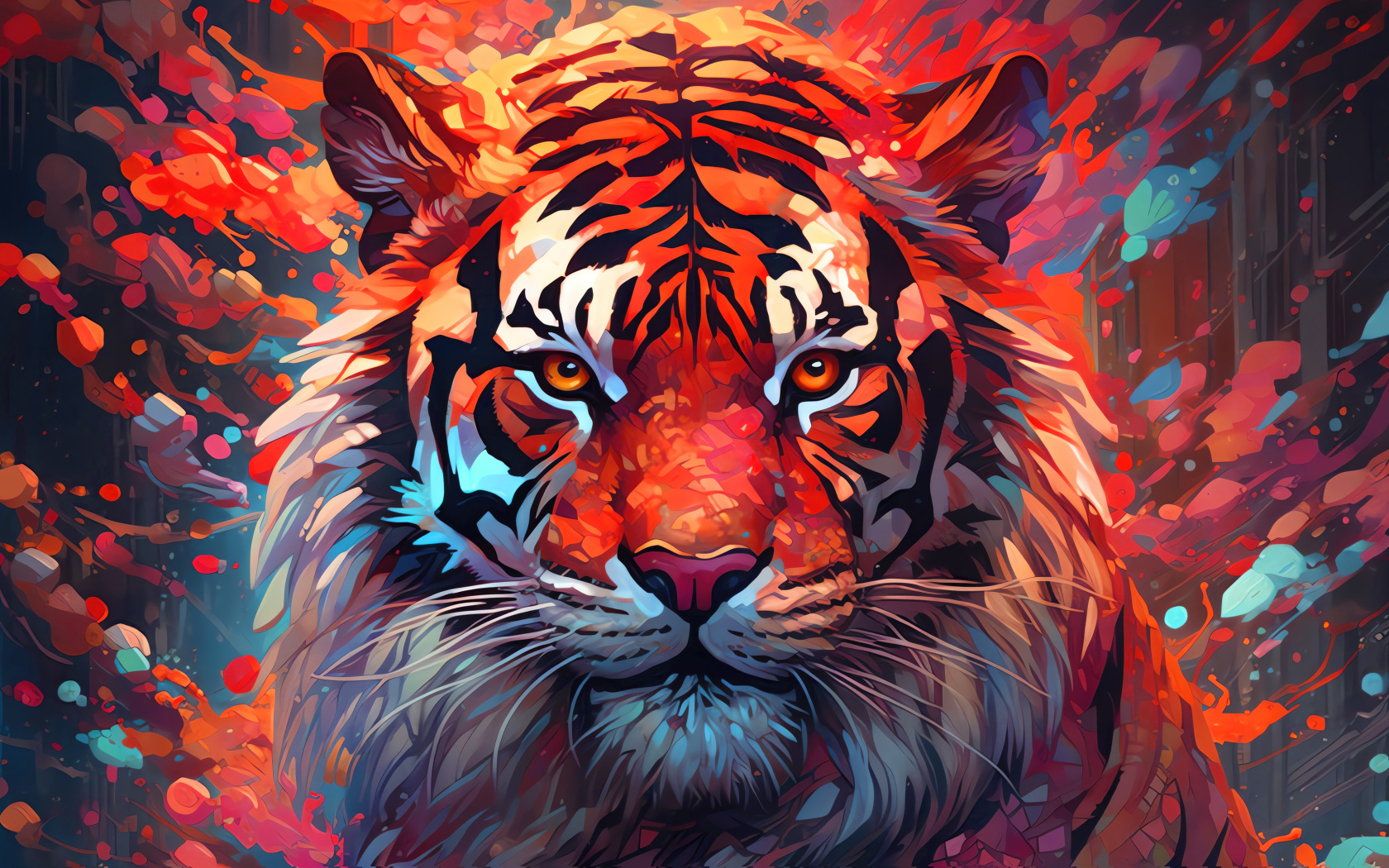 Нарисованный полосатый хищный тигр