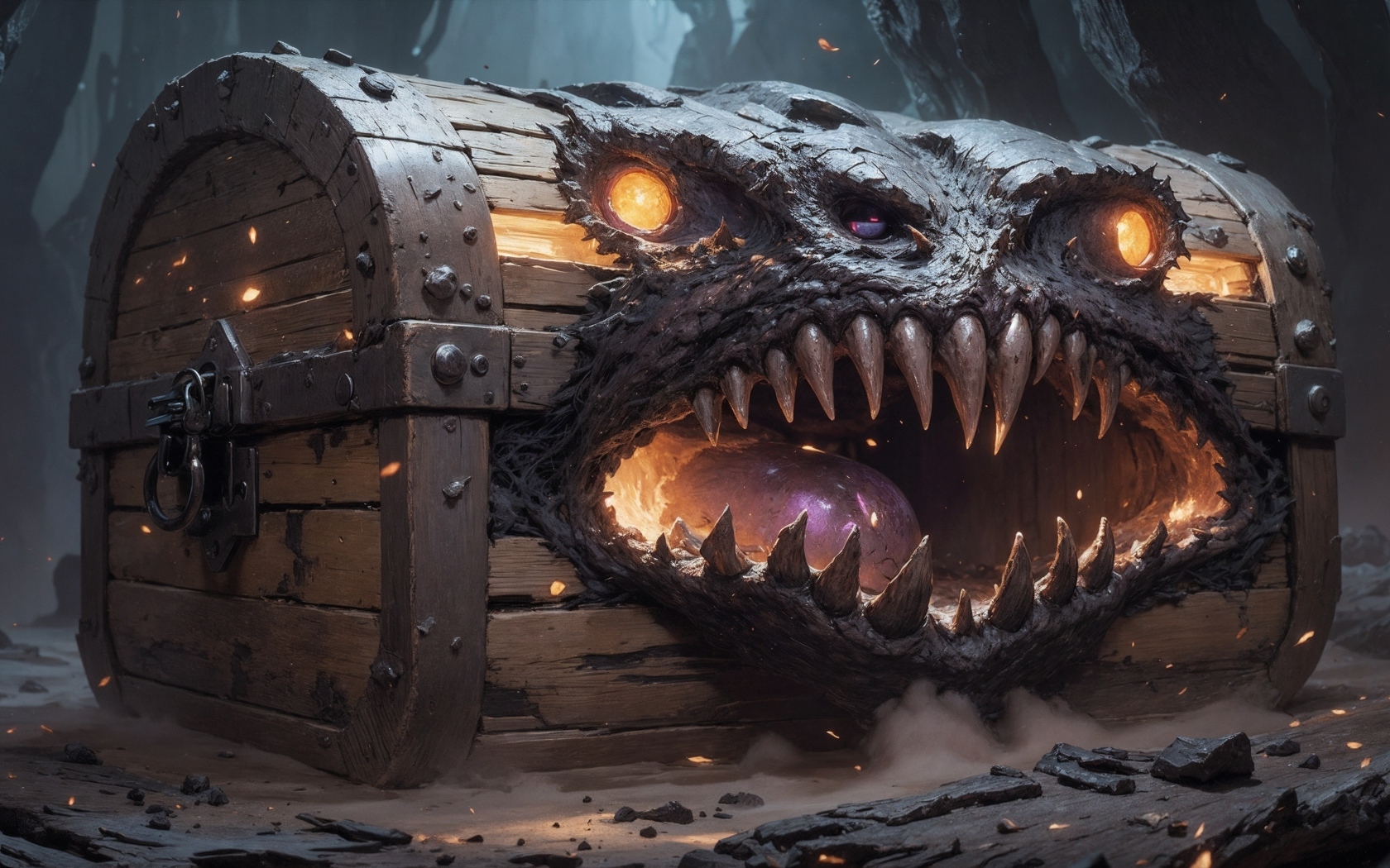 Сундук монстр с острыми клыками