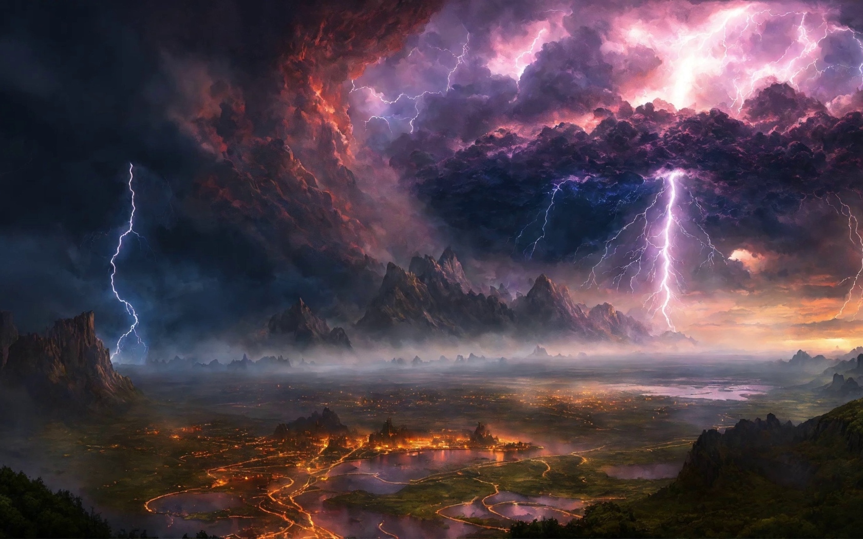 Фантастическое грозовое небо над городом