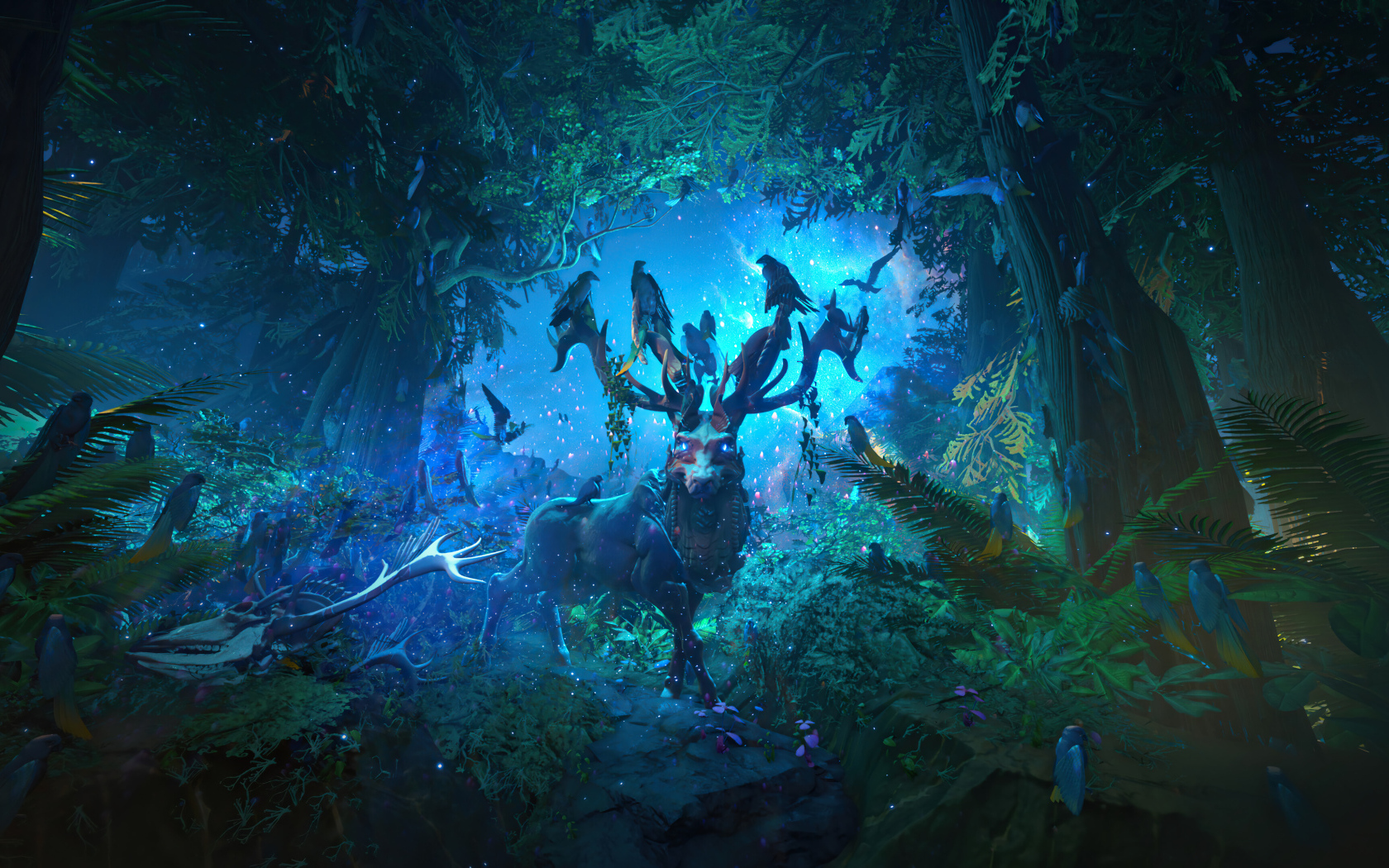 Мифический олень в лесу